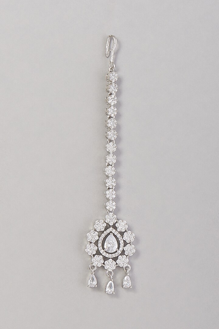 White Finish Zircon Maangtikka by Aster at Pernia's Pop Up Shop
