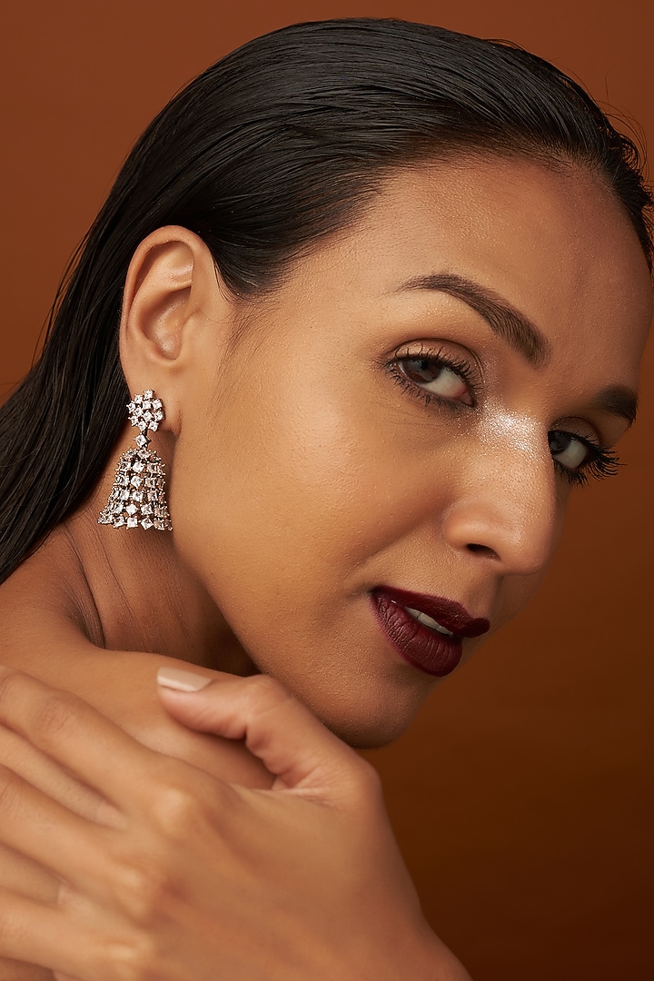 Two-Tone Finish Zircon Dangler Earrings by Aster at Pernia's Pop Up Shop