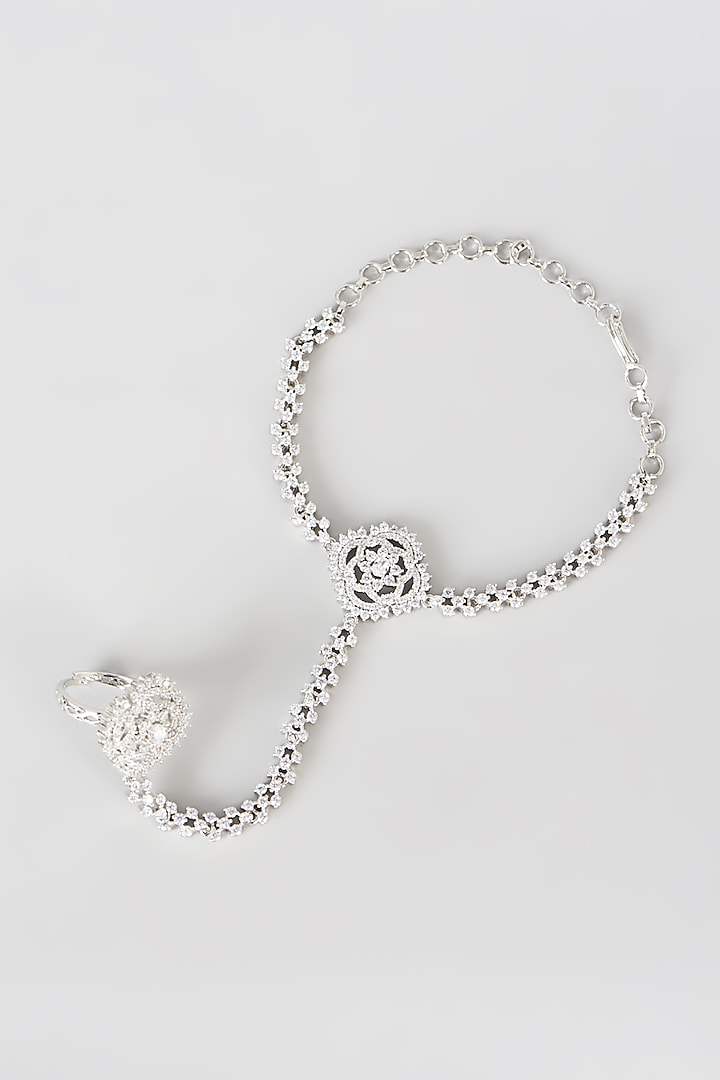 White Finish Zircon Hathphool (Set of 2) by Aster at Pernia's Pop Up Shop
