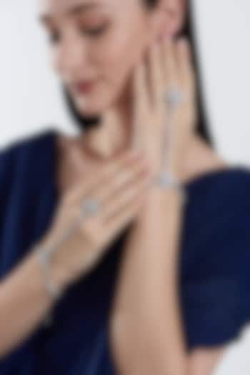 White Finish Zircon Hathphool (Set of 2) by Aster at Pernia's Pop Up Shop