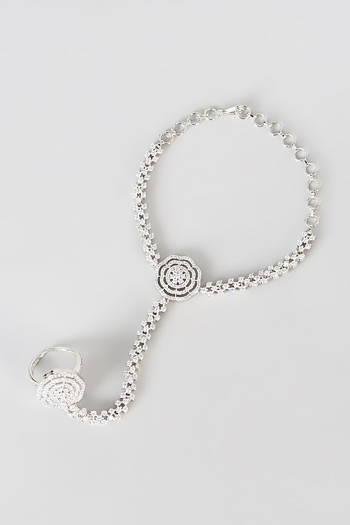 White Finish Zircon Hathphool (Set of 2) by Aster at Pernia's Pop Up Shop