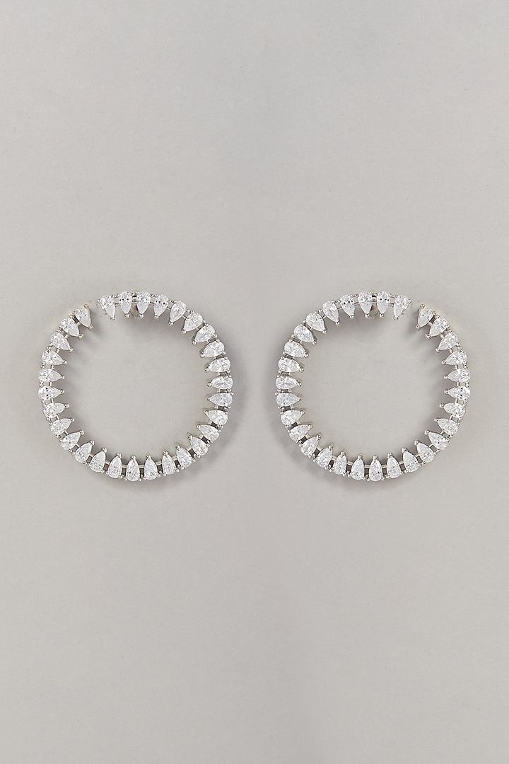 White Finish Zircon Dangler Earrings by Aster at Pernia's Pop Up Shop
