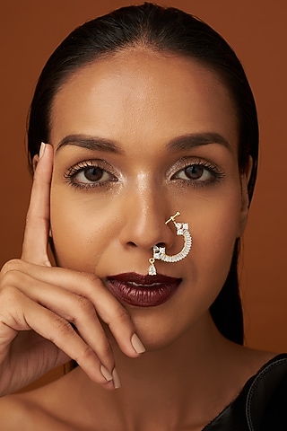 Rose Gold Finish Zircon Nose Ring by Aster