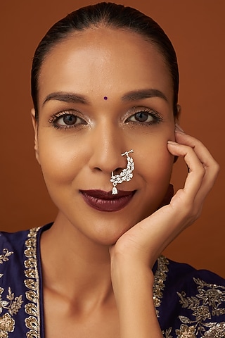 White Finish Zircon Nose Ring by Aster