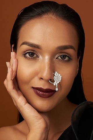 White Finish Zircon Nose Ring by Aster