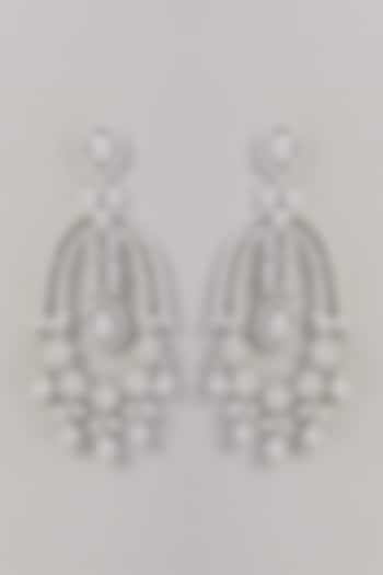White Finish Zircon Dangler Earrings by Aster at Pernia's Pop Up Shop