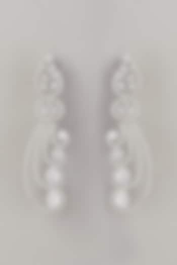 White Finish Zircon Dangler Earrings by Aster at Pernia's Pop Up Shop