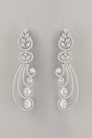 White Finish Zircon Dangler Earrings by Aster