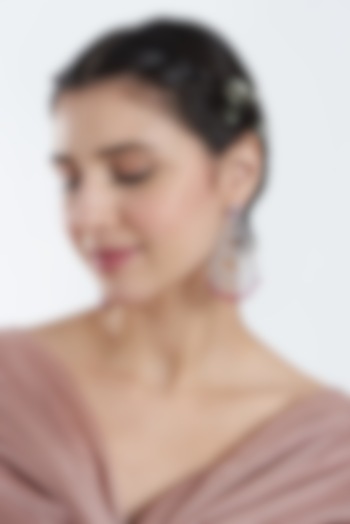 White Finish Zircon & Red Stone Dangler Earrings by Aster at Pernia's Pop Up Shop