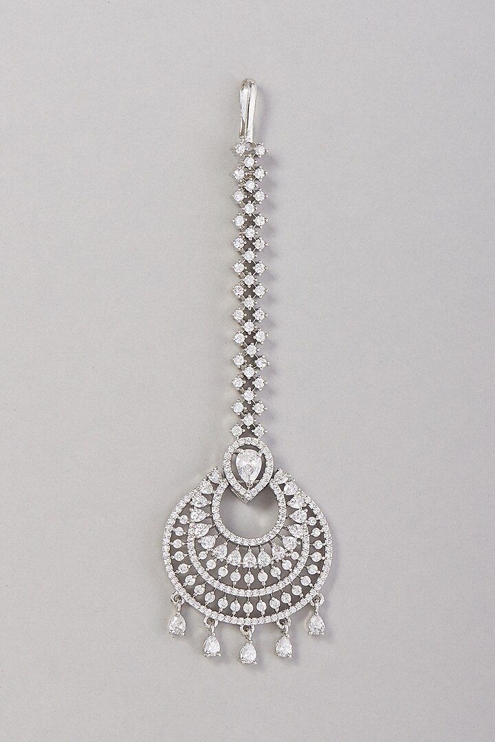 White Finish Zircon Maangtikka by Aster at Pernia's Pop Up Shop