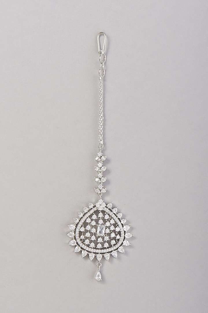 White Finish Zircon Maangtikka by Aster at Pernia's Pop Up Shop