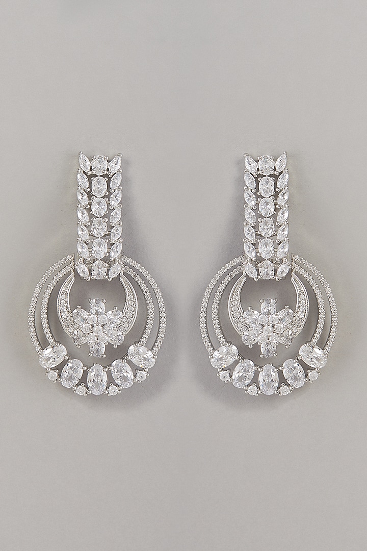 White Finish Zircon Dangler Earrings by Aster at Pernia's Pop Up Shop
