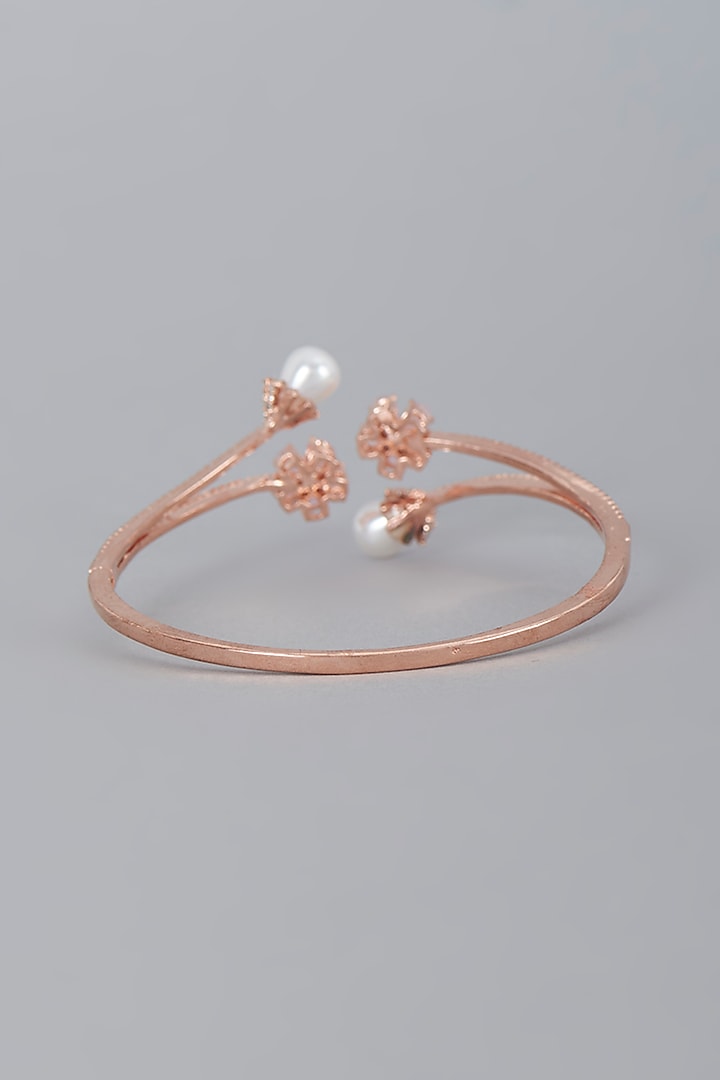 Rose Gold Finish Zircon & Pearl Bracelet by Aster at Pernia's Pop Up Shop