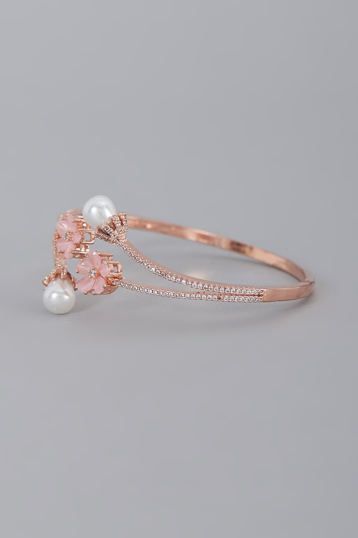 Rose Gold Finish Zircon & Pearl Bracelet by Aster at Pernia's Pop Up Shop