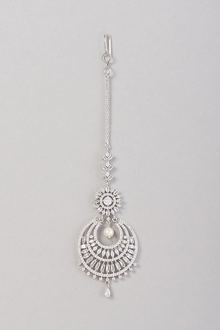 White Finish Zircon Maangtikka by Aster at Pernia's Pop Up Shop