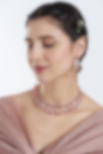 Rose Gold Finish Zircon & Red Stone Choker Necklace Set by Aster at Pernia's Pop Up Shop