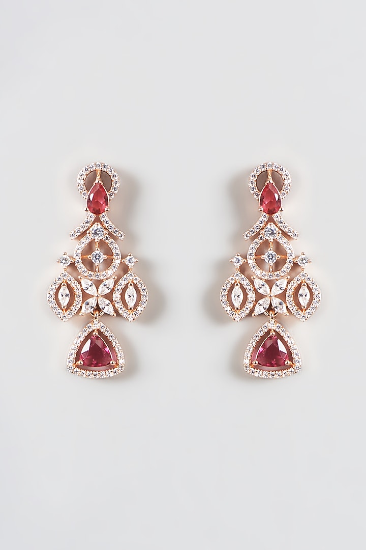 Rose Gold Finish Zircon & Red Stone Choker Necklace Set by Aster at Pernia's Pop Up Shop