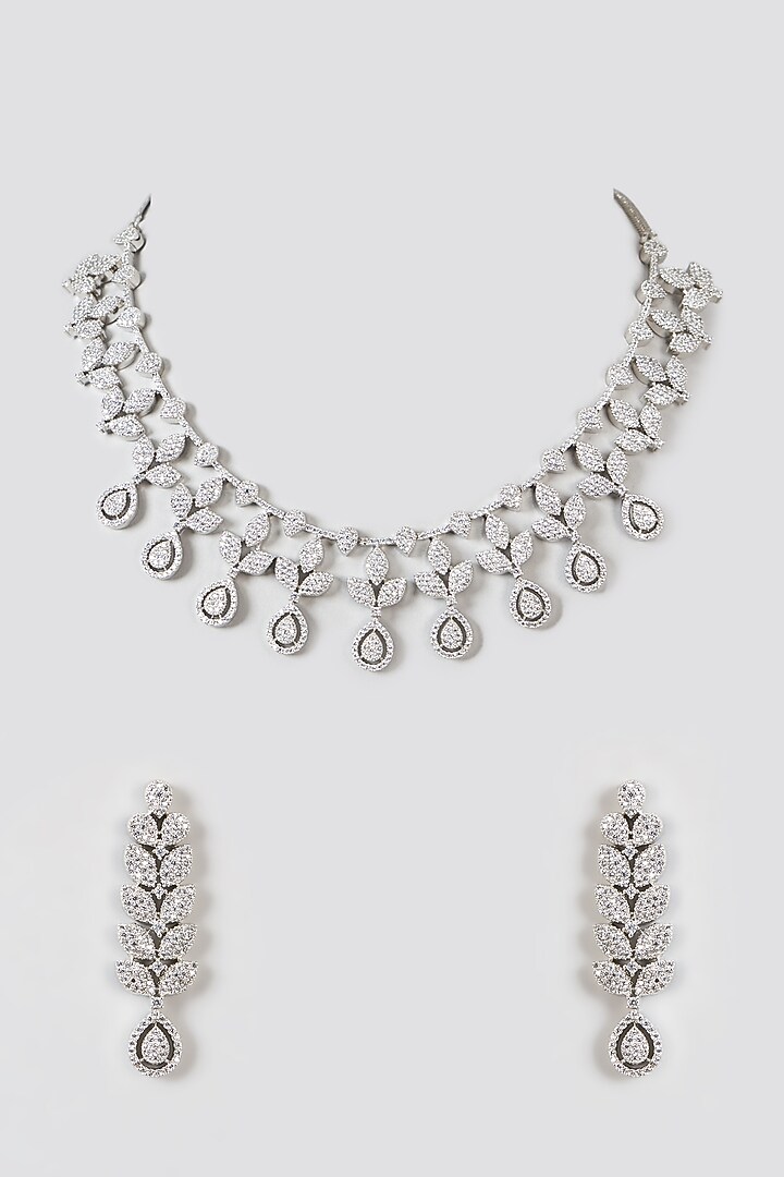 White Finish Zircon Choker Necklace Set by Aster at Pernia's Pop Up Shop