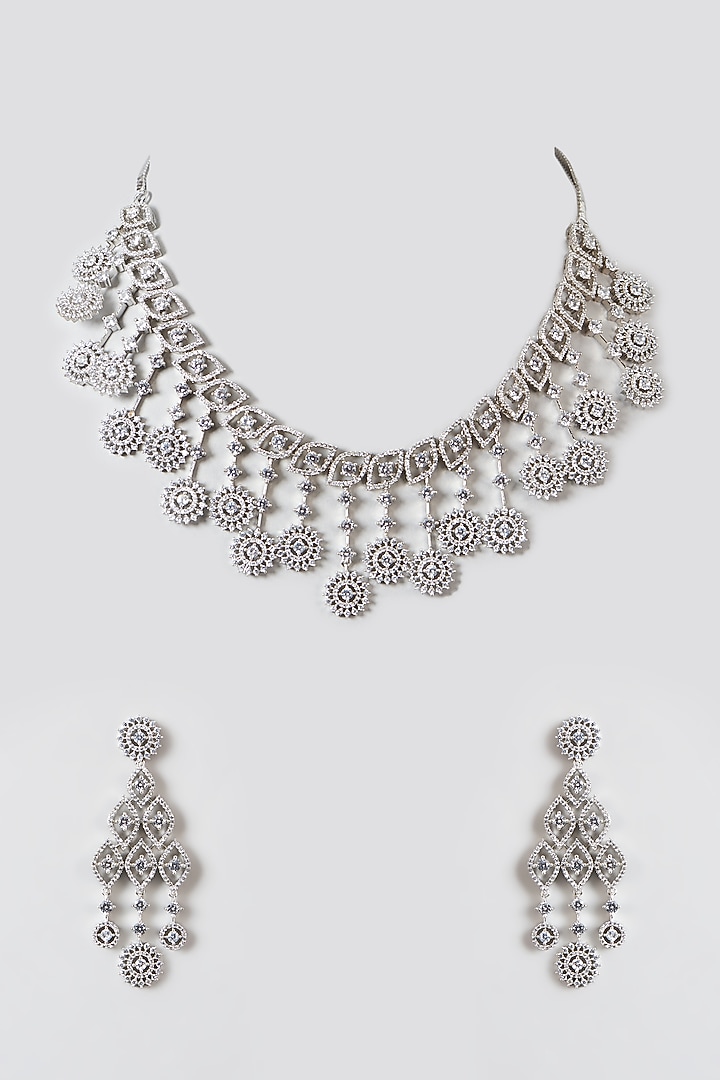 White Finish Zircon Choker Necklace Set by Aster at Pernia's Pop Up Shop
