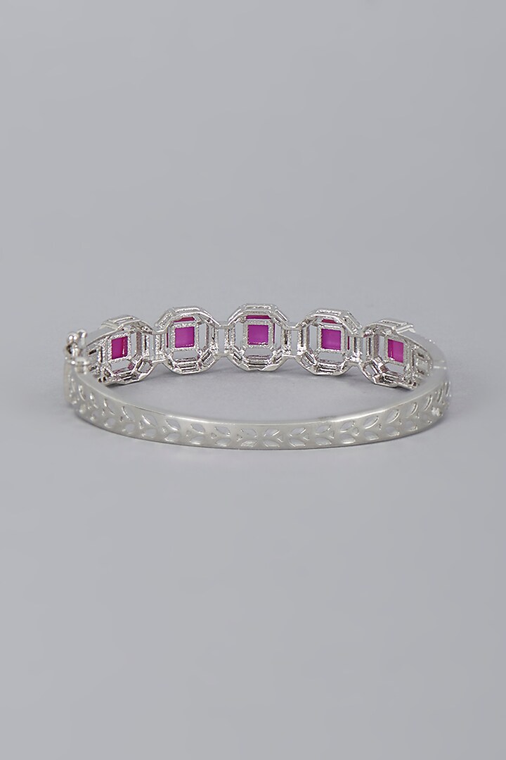 White Finish Ruby Synthetic Stones Bracelet by Aster at Pernia's Pop Up Shop