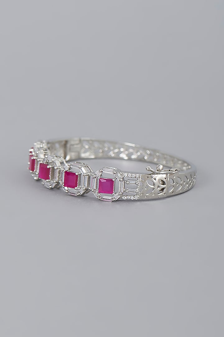 White Finish Ruby Synthetic Stones Bracelet by Aster at Pernia's Pop Up Shop