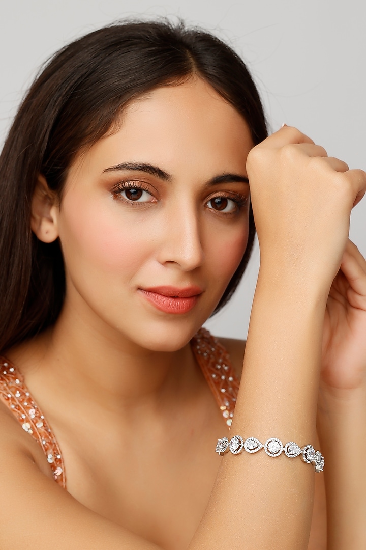 White Finish Zircon Bracelet by Aster at Pernia's Pop Up Shop