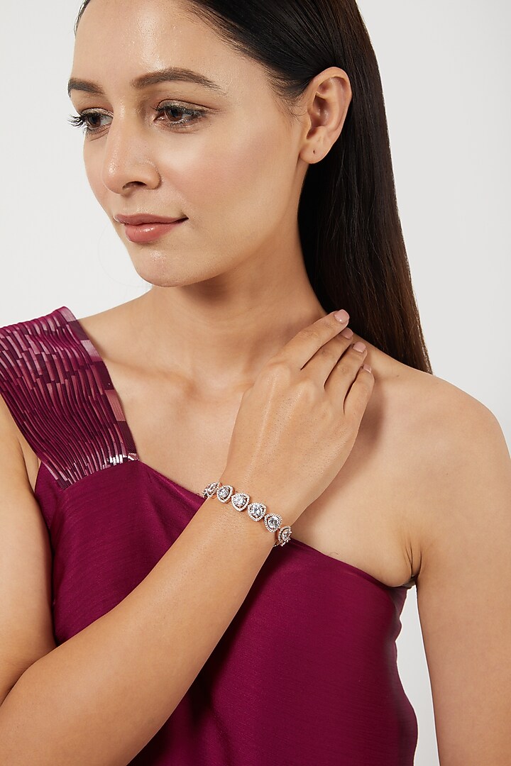 Rose Gold Finish Zircon Bracelet by Aster at Pernia's Pop Up Shop