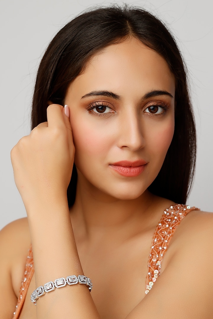 White Finish Zircon  Bracelet by Aster at Pernia's Pop Up Shop