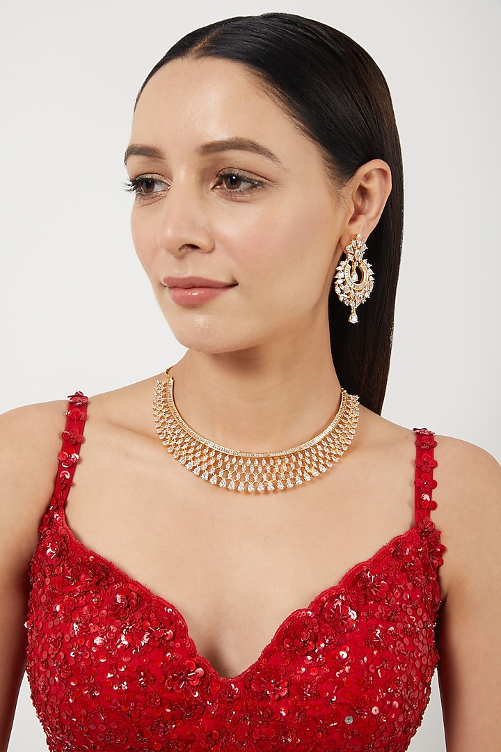 Gold Finish Zircon Necklace Set by Aster at Pernia's Pop Up Shop