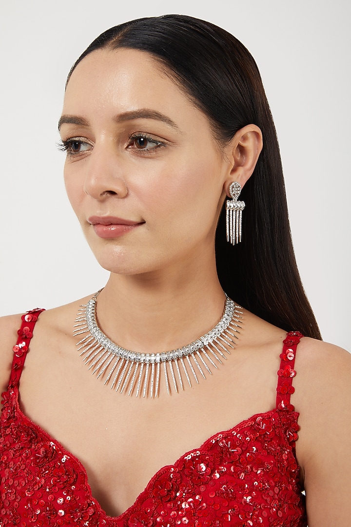White Finish Zircon Necklace Set by Aster at Pernia's Pop Up Shop