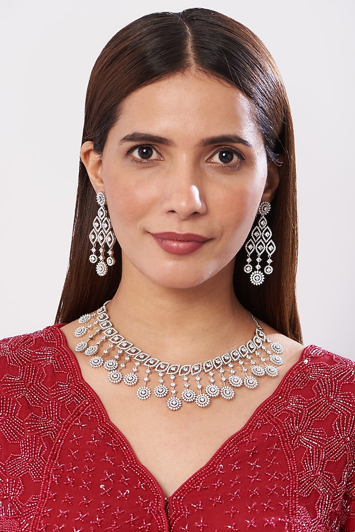 White Finish Zircon Necklace Set by Aster at Pernia's Pop Up Shop
