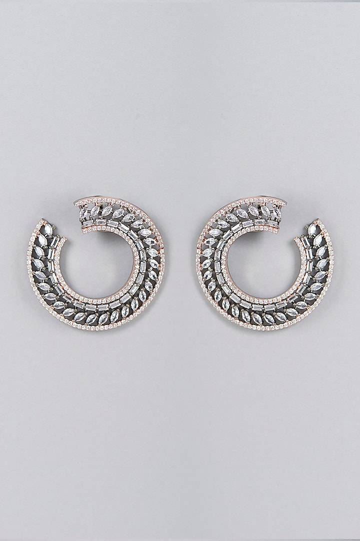 Two Tone Finish Zircon Stud Earrings by Aster at Pernia's Pop Up Shop