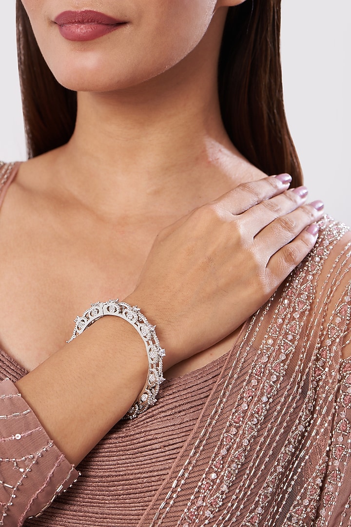 White Finish Zircon Bangle by Aster at Pernia's Pop Up Shop