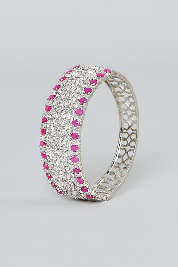 White Finish Zircon & Red Stone Bangle by Aster at Pernia's Pop Up Shop