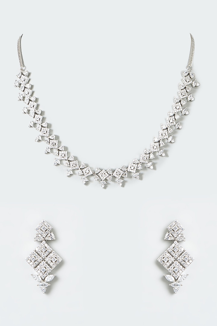 White Finish Zircon Necklace Set by Aster at Pernia's Pop Up Shop