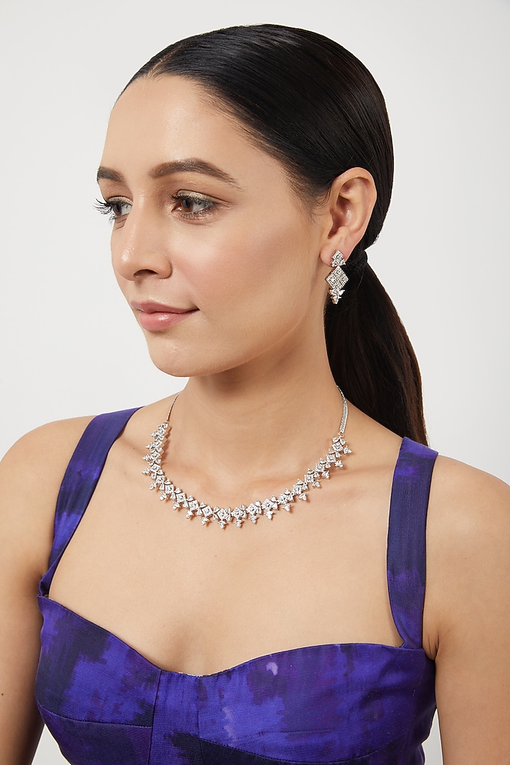 White Finish Zircon Necklace Set by Aster at Pernia's Pop Up Shop