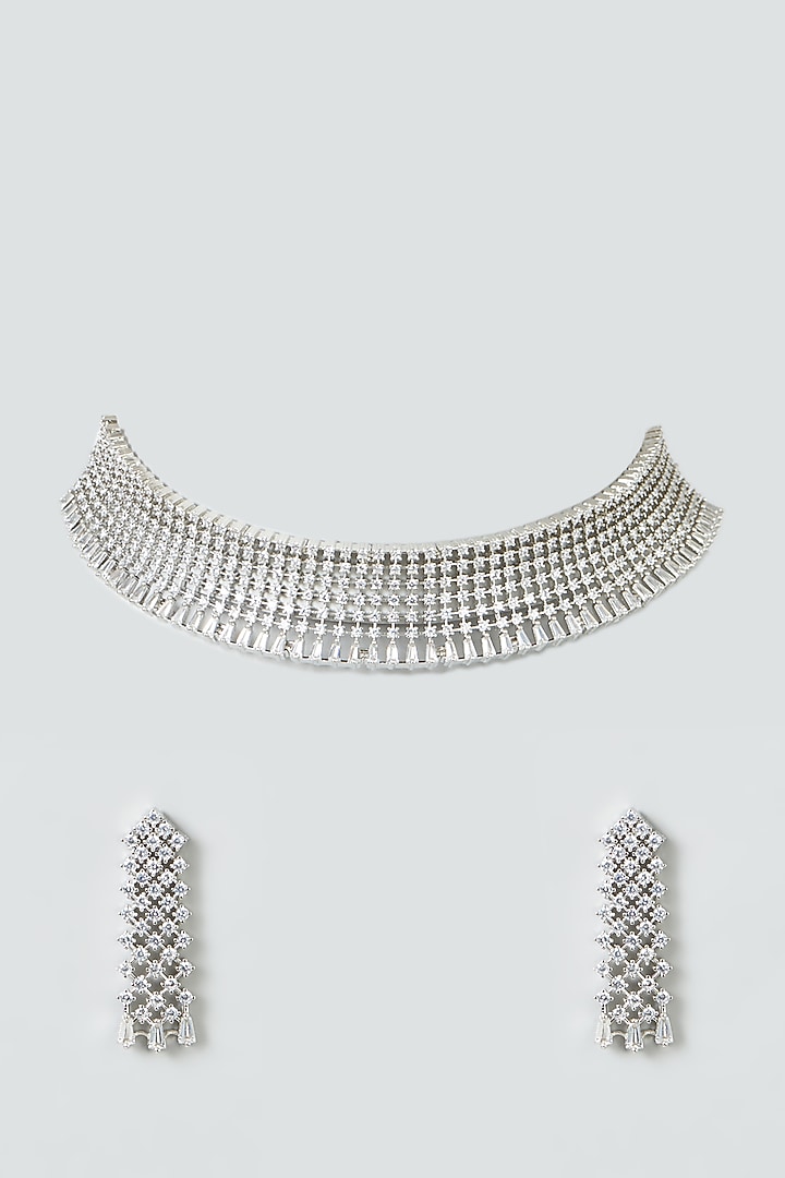 White Finish Choker Necklace Set by Aster at Pernia's Pop Up Shop