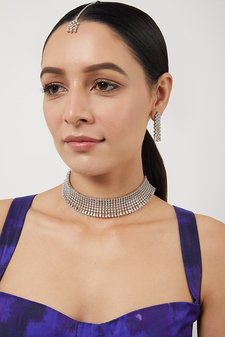 White Finish Choker Necklace Set by Aster at Pernia's Pop Up Shop