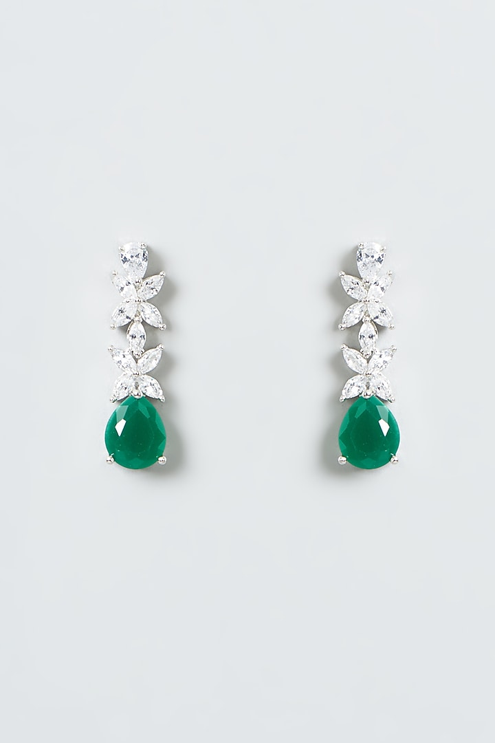 White Finish Zircon & Green Drop Necklace Set by Aster at Pernia's Pop Up Shop