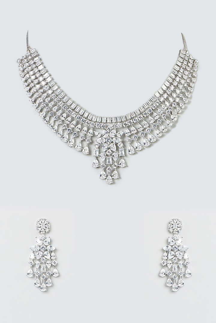 White Finish Zircon Necklace Set by Aster at Pernia's Pop Up Shop