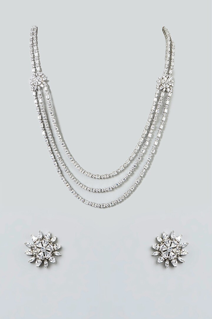 White Finish Zircon Layered Necklace Set by Aster at Pernia's Pop Up Shop