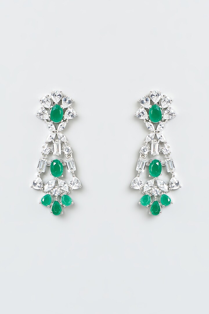 White Finish Zircon & Green Stone Choker Necklace Set by Aster at Pernia's Pop Up Shop