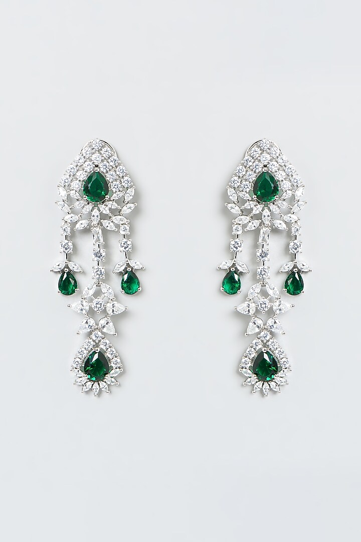 White Finish Zircons & Green Stone Choker Necklace Set by Aster at Pernia's Pop Up Shop