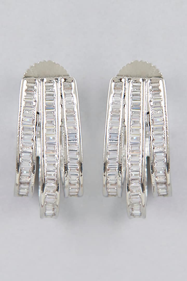White Finish Zircon Dangler Earrings by Aster at Pernia's Pop Up Shop