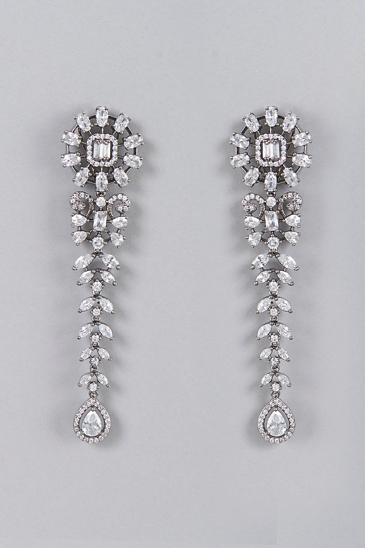 White Finish Zircon Dangler Earrings by Aster at Pernia's Pop Up Shop