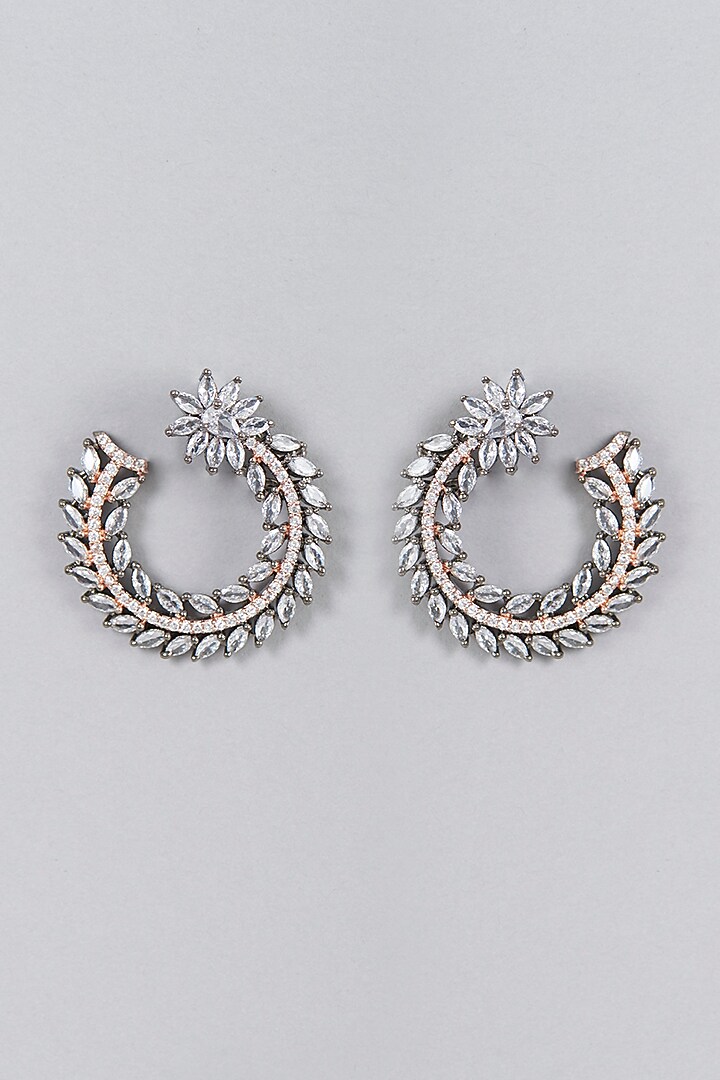 Two Tone Finish Zircon Stud Earrings by Aster at Pernia's Pop Up Shop