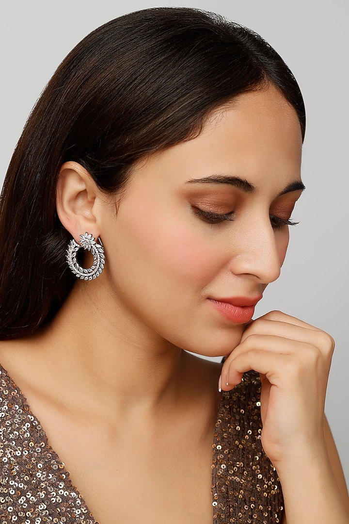 Two Tone Finish Zircon Stud Earrings by Aster at Pernia's Pop Up Shop