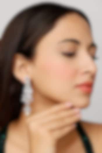 White Finish Zircon Dangler Earrings by Aster at Pernia's Pop Up Shop