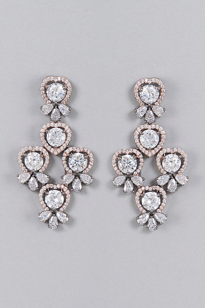 Two Tone Finish Zircon Dangler Earrings by Aster at Pernia's Pop Up Shop
