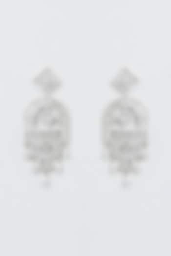 White Finish Zircon Dangler Earrings by Aster